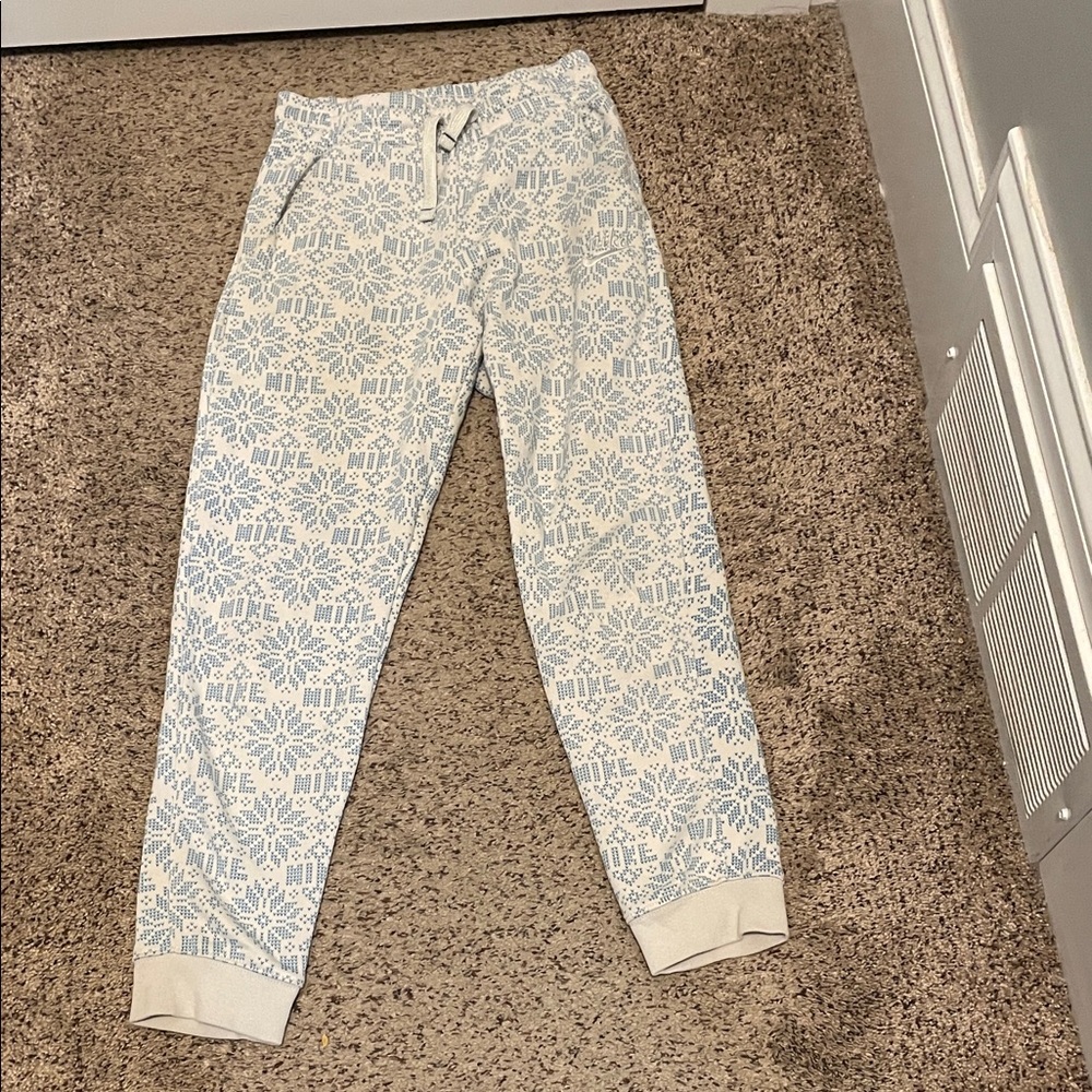 Blue and White Patterned Joggers